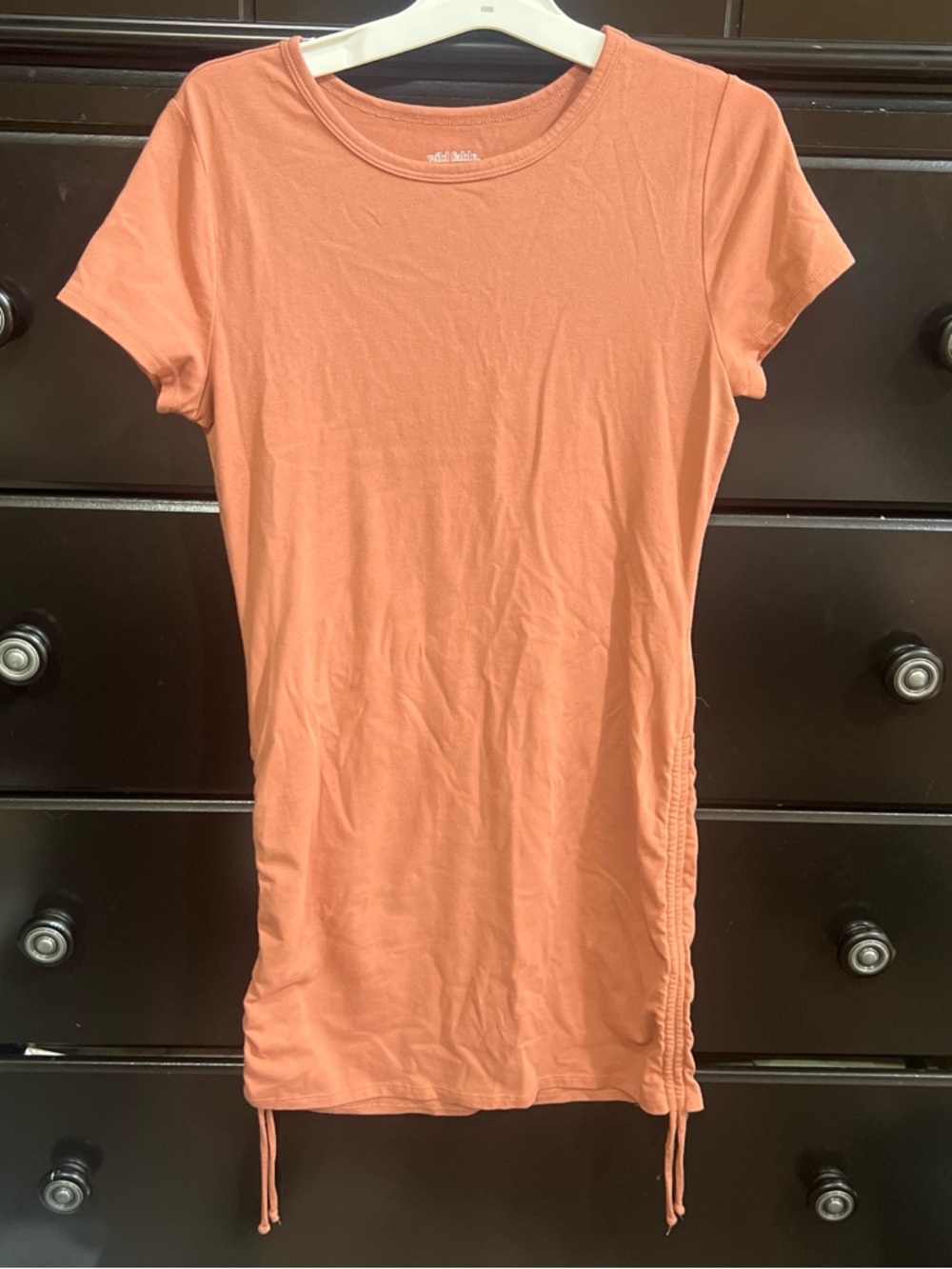 wild fable Short-Sleeve Ruched Side T-Shirt Dress - Peach